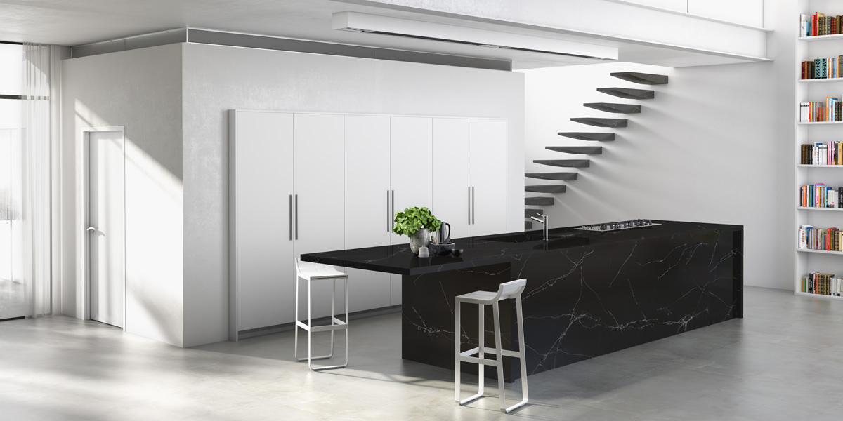 cocina moderna blanco negro