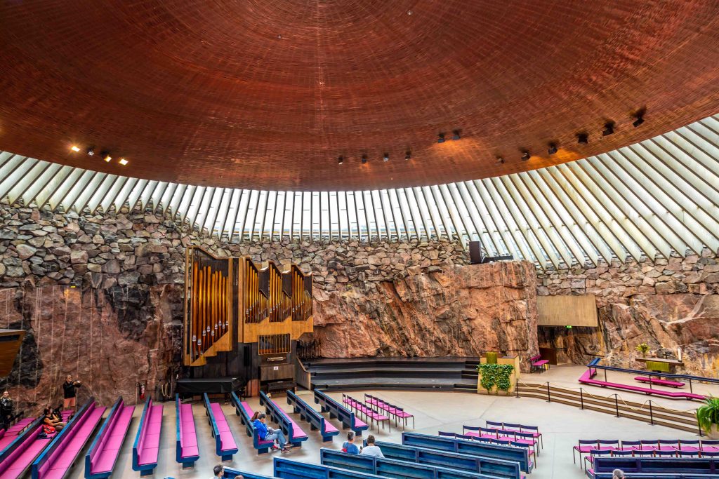 Temppeliaukio Church, example of design in Helsinki