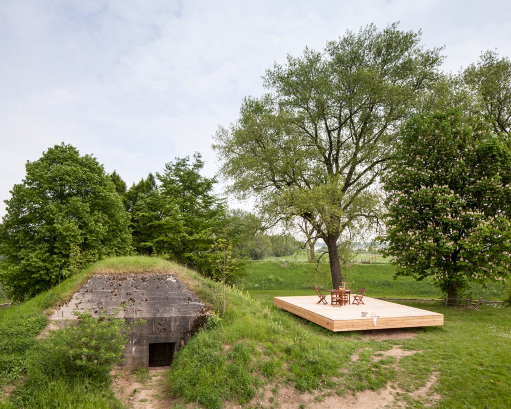 Exterior of the bunker, one of the architectural adaptations.