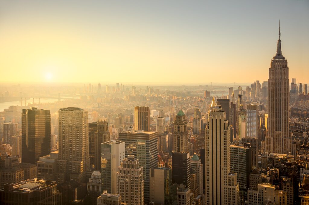Vista del amanecer de Midtown Manhattan