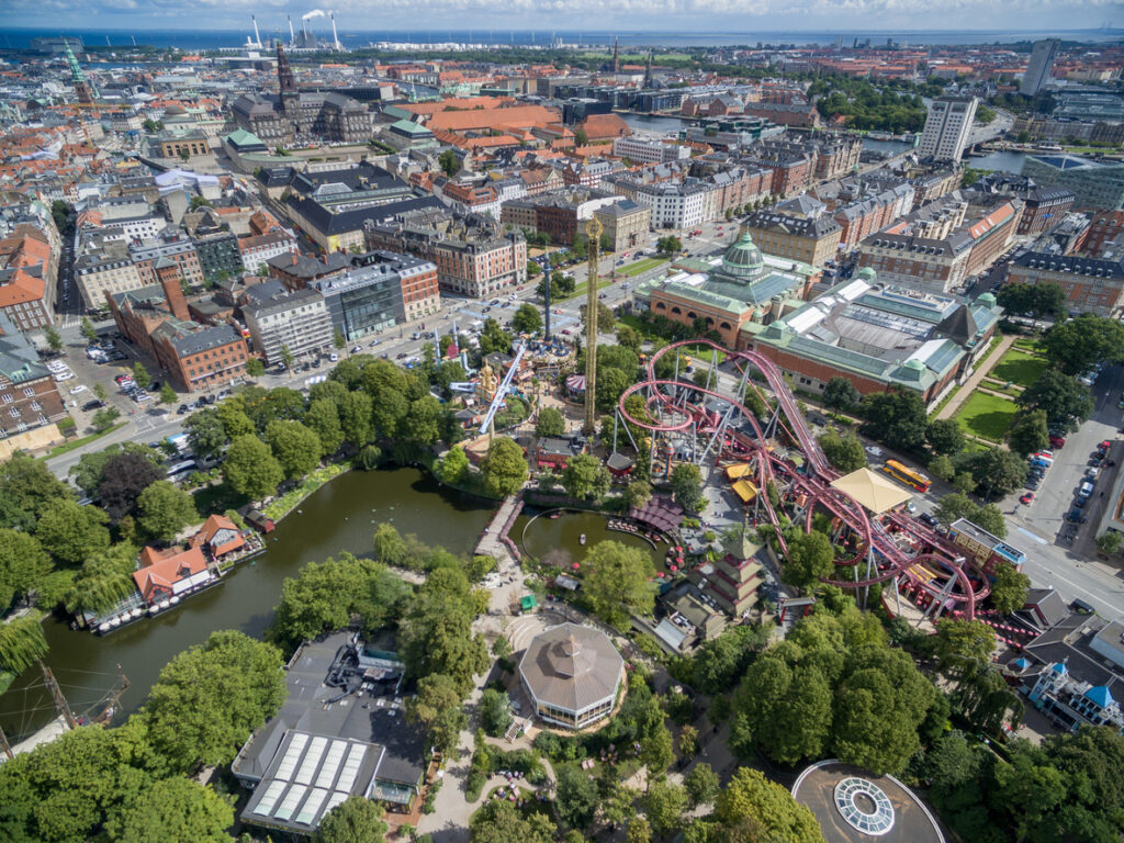 Copenhagen Cityscape, Denmark. Copenhagen Old Town, Tivoli Garden